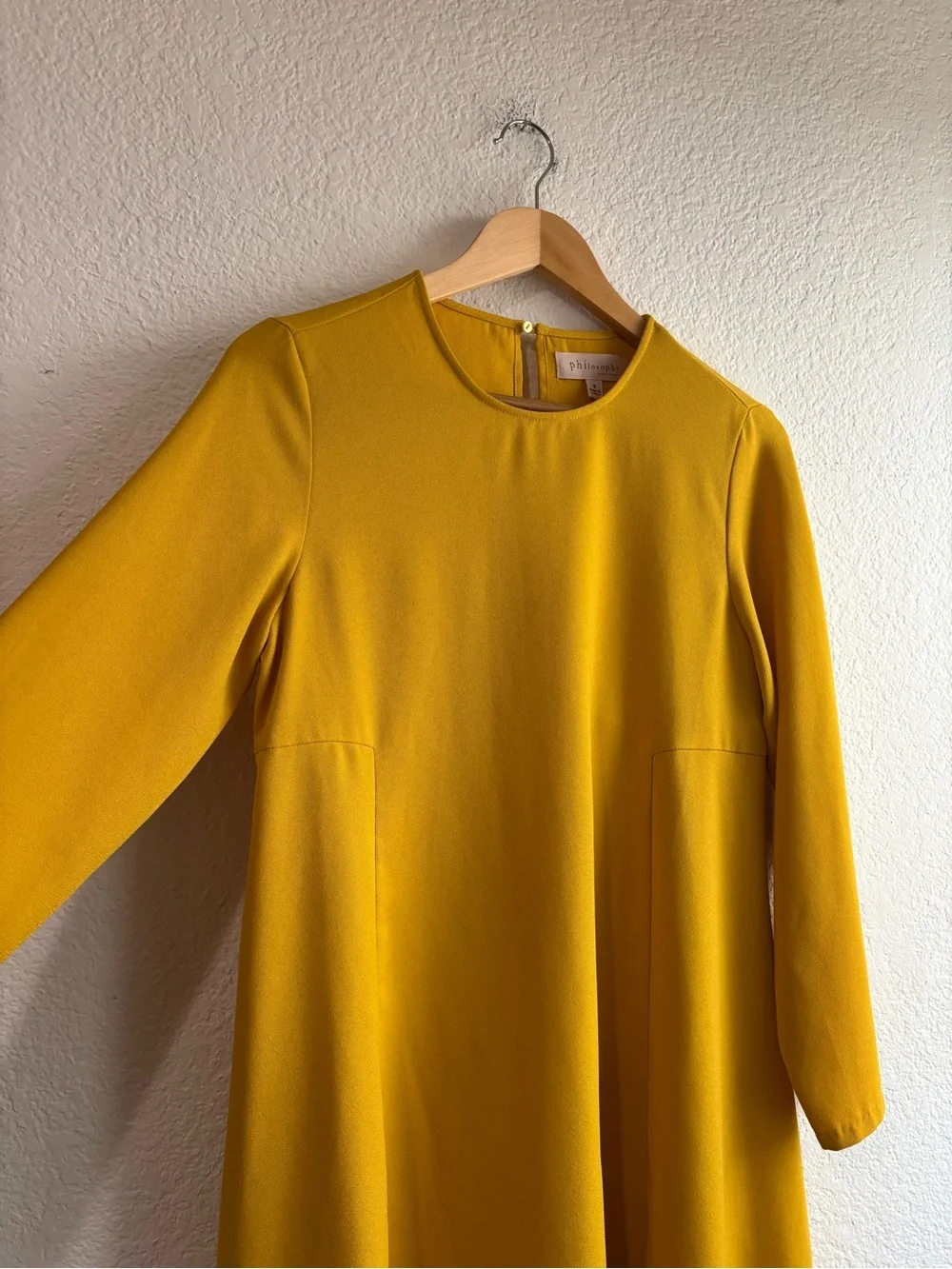 Philosophy Mustard Yellow Long Sleeve A Line Dress Size Small